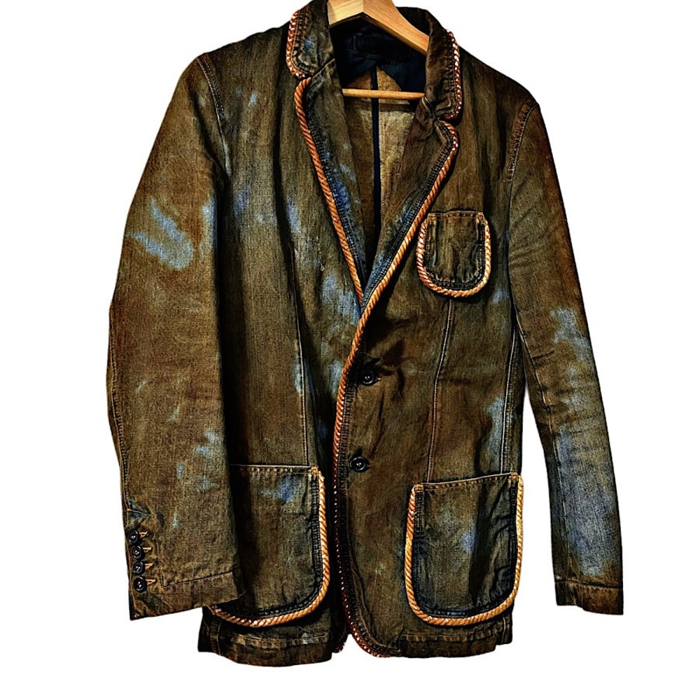 Authentic Alexander McQueen 05 AW Archive Mudded Denim Blazer